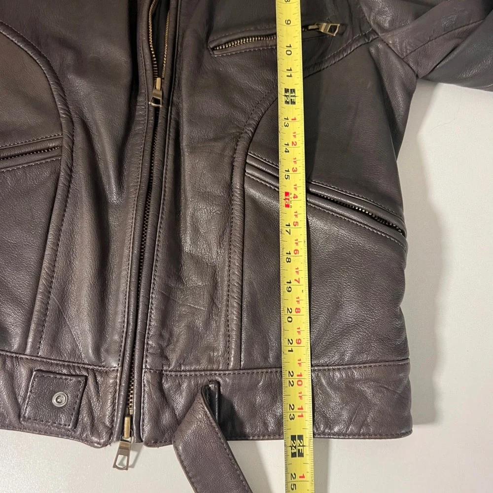 Gazzarini Italy Moto Jacket Mens 48 IT Brown Genuine‎ Italian Leather Classic